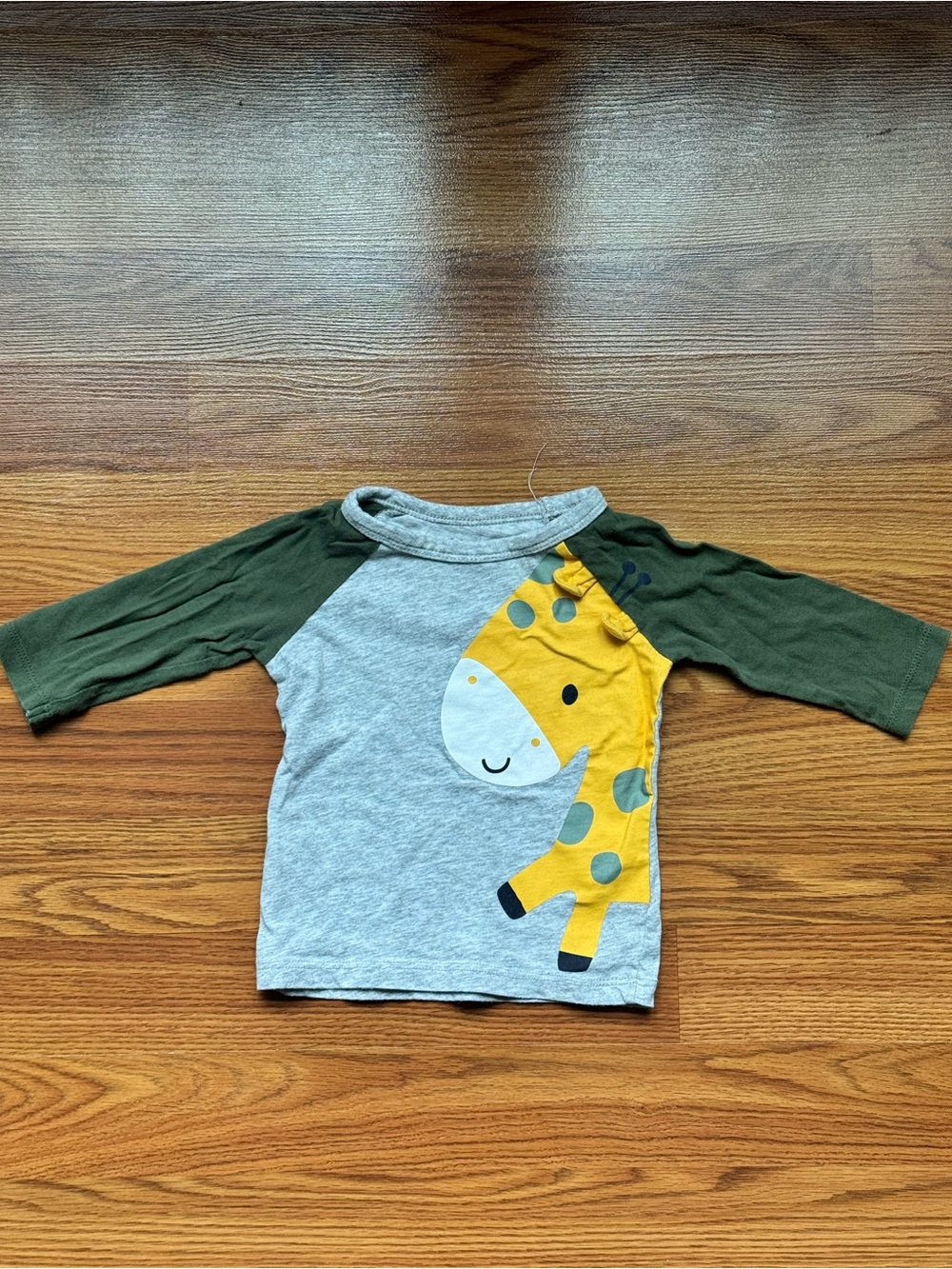 First Impressions Gray & Green Long Sleeve Tee with Yellow Giraffe